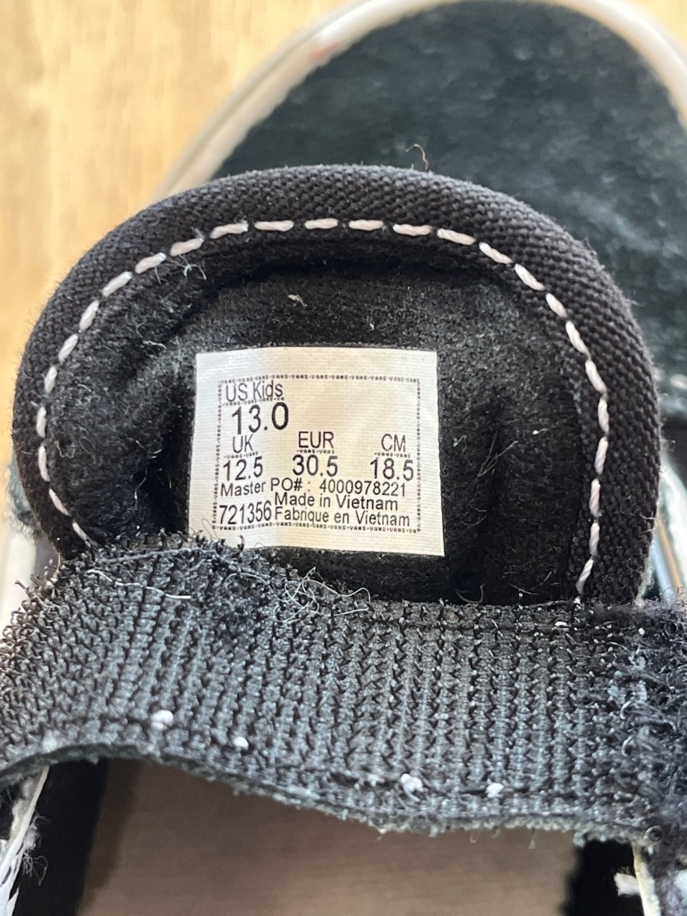 Vans Kids Black and White Canvas and Suede Velcro Skate Sneakers - Picture 8 of 8